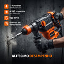 Martelete Rotativo Concrex 4 em 1 — Perfura Concreto, 4 Brocas Inclusas + BRINDES: Óculos de Proteção e Protetor Auricular